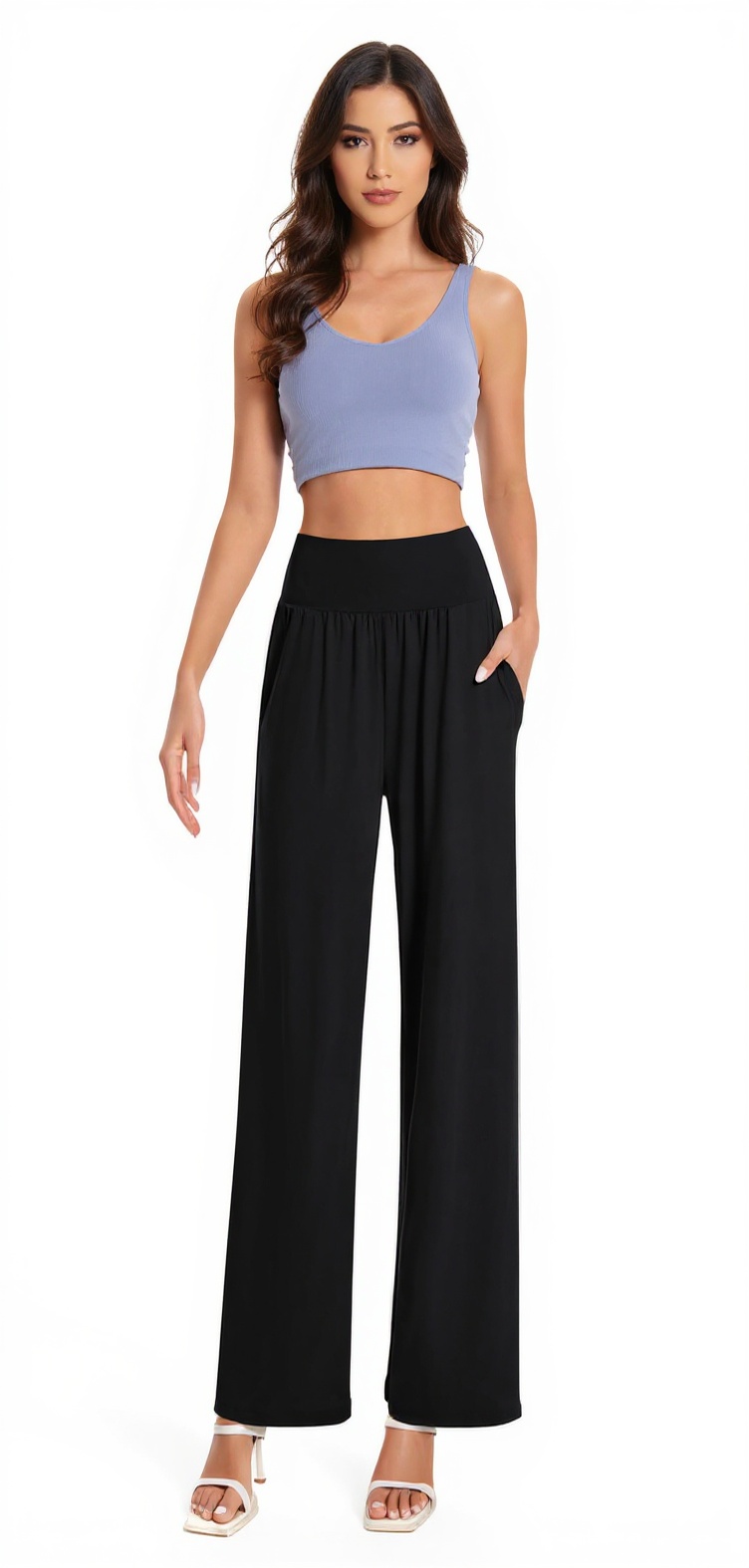 Wide-Leg Yoga Pants in Black — The Park Day Edit style look